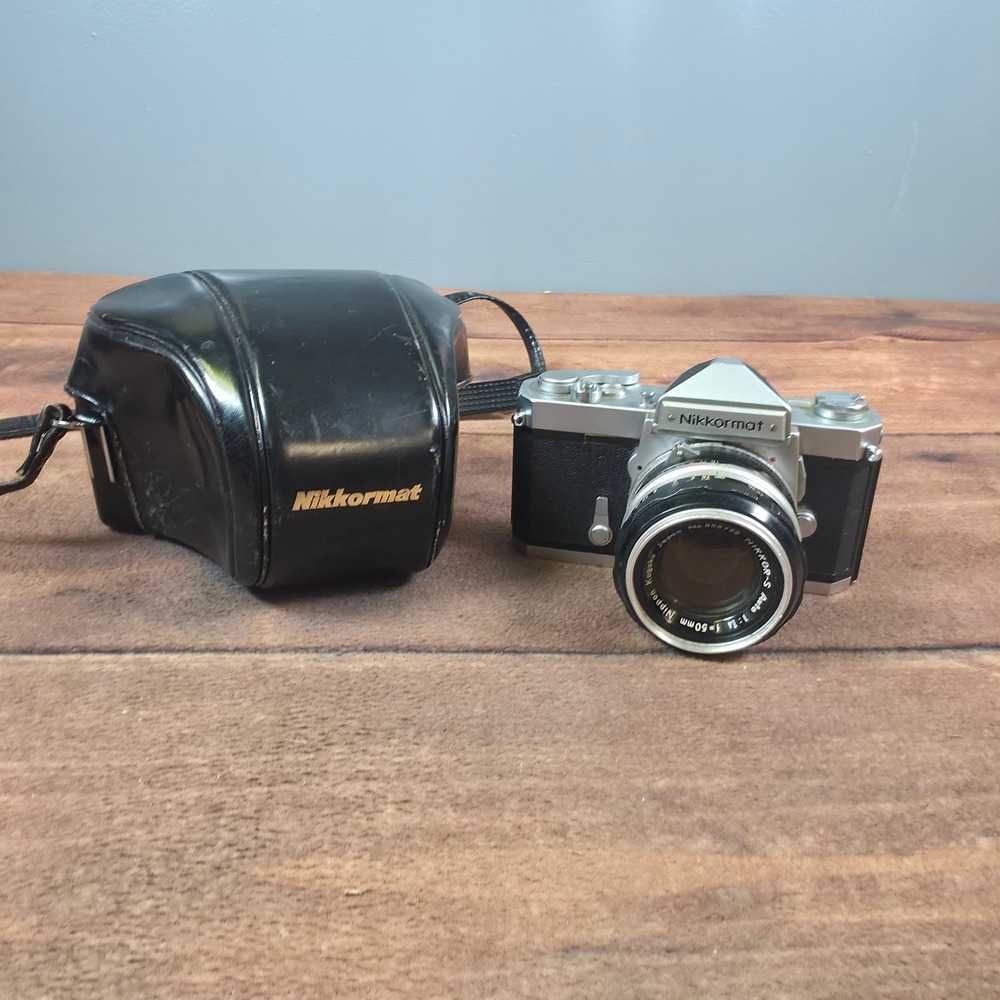 Nikon Nikkormat FTN SLR Camera 35mm Silver Good 50mm f1.4 Lens Case